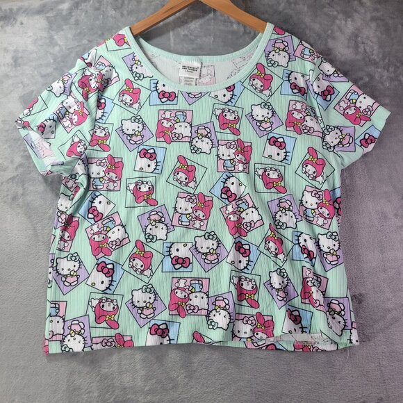 Hello Kitty Tops - Hello Kitty Womens XL Sleep Shirt Pink Short Sleeve Graphic Nightgown Lounge